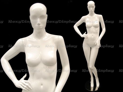 Female Fiberglass Mannequin High Glossy White Abstract Fashion Style #MZ-IVY4 