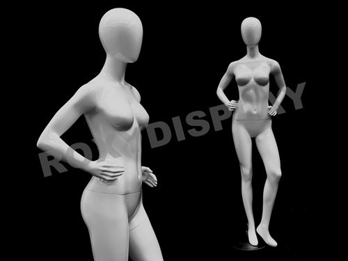 MD-A4W1-S ROXYDISPLAY™ Abstract Female Egg Head Mannequin Glossy White Fiber Glass 