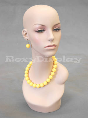 Fiberglass Mannequin Head Vintage Wig Hat Earrings Necklace Display MD 