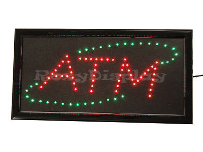 Big Bright LED Pizza SIGN Red&Green Flash #AC PZ2  
